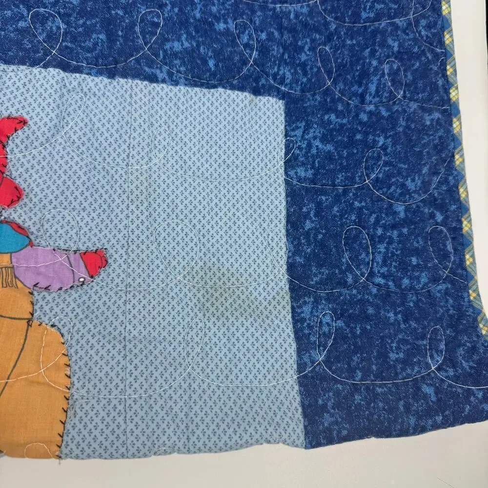 Hand Made Vintage Crib Quilt 42x66 Dinosaur Themed Rustic Retro Machine Quilted